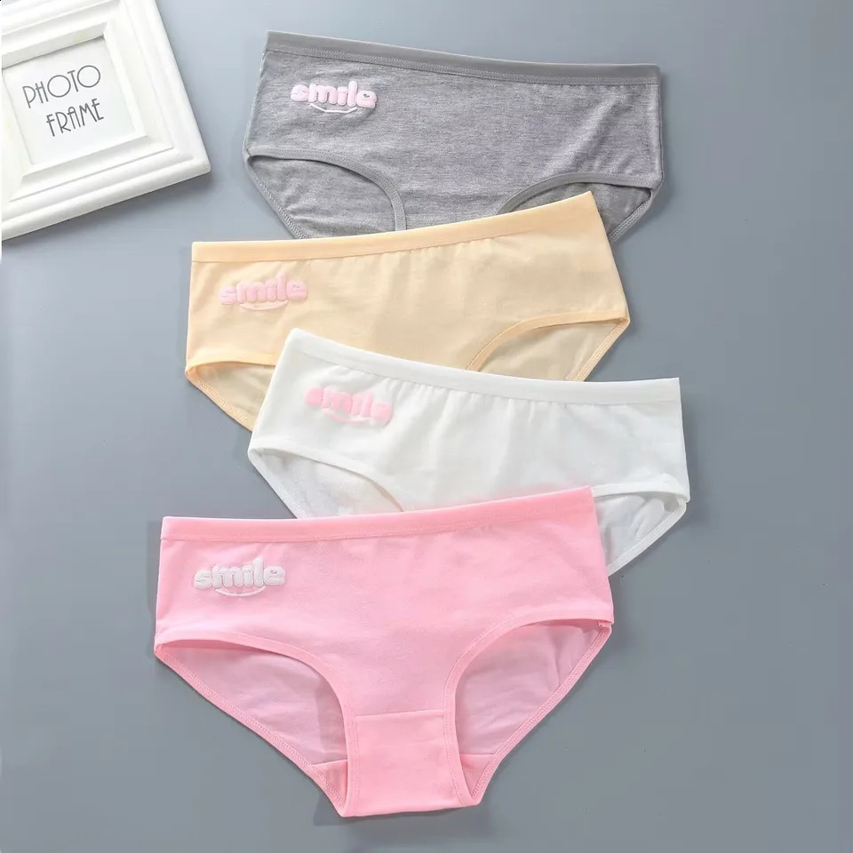 4PC 814Years Old Teenage Cotton Underwear Sport Puberty Big Girls Pantie Teen Student Briefs 250812