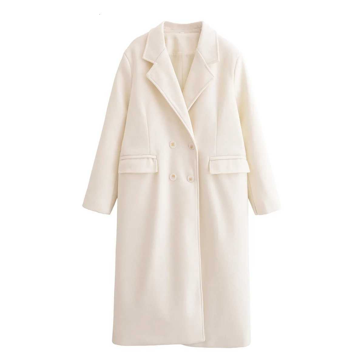 European and American Fashion Two-color Slim-fit Double-breasted Long-sleeved Woolen Jacket 2025 Spring New Product Z250813