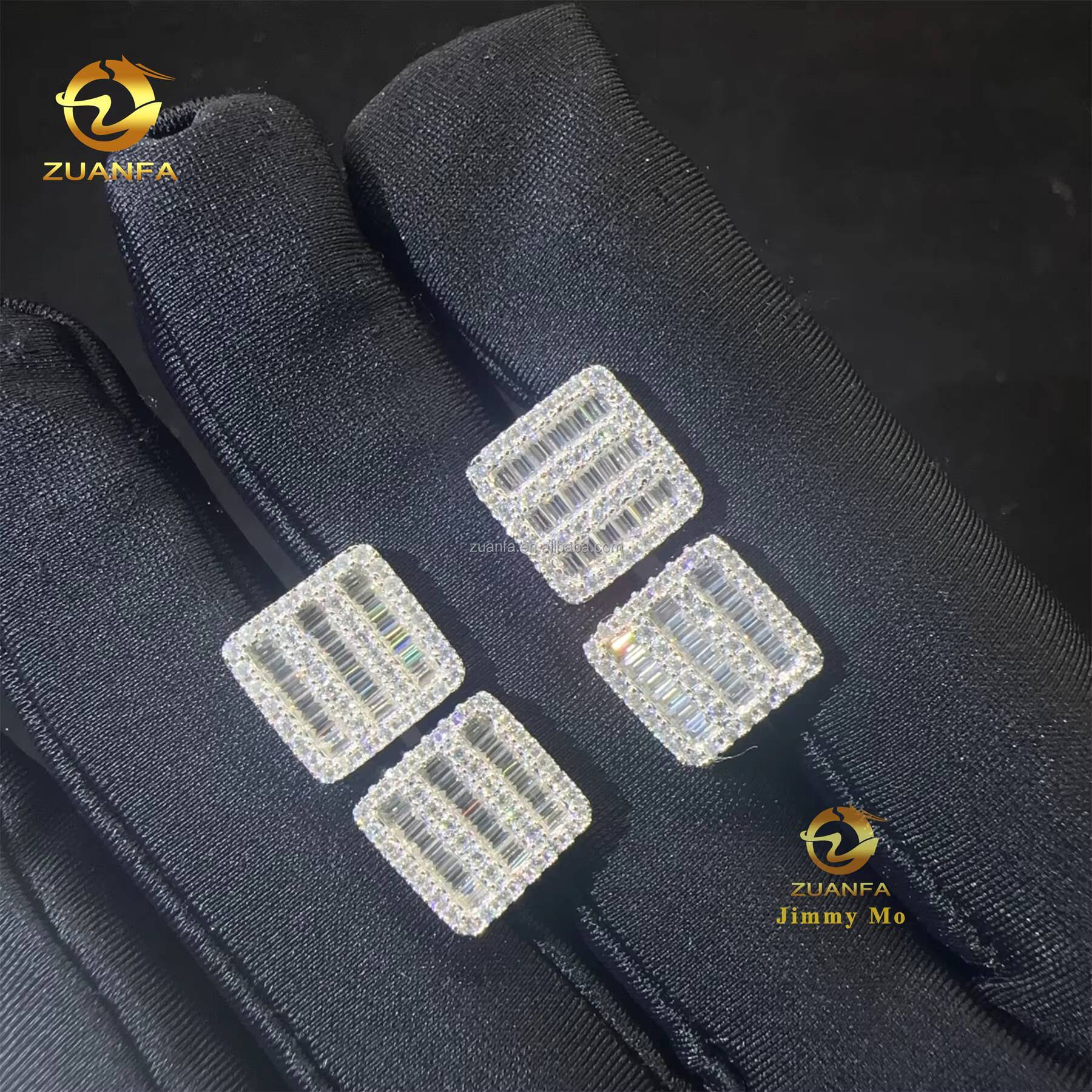 Fashion Style Luxury Rapper Style Iced Out Hip Hop Men's Earrings Moissanite Screw Back Earrings 925 Silver