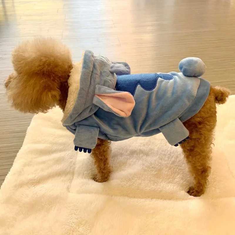 Autumn Winter Cartoon Pet Clothing Stitch Same Style Cat And Dog Clothing Two-Leg Pet Transformation Clothing Warm Cotton Clothing XJ250813