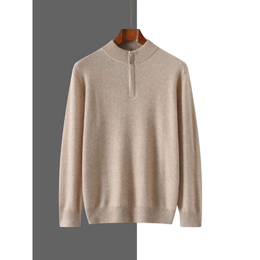 Autumn Winter Solid Color Basics Zipper Sweater 100% Cashmere Knitted Pullover Man Soft Warm Casual Clothes Fashion Male Tops MDNG 20250811