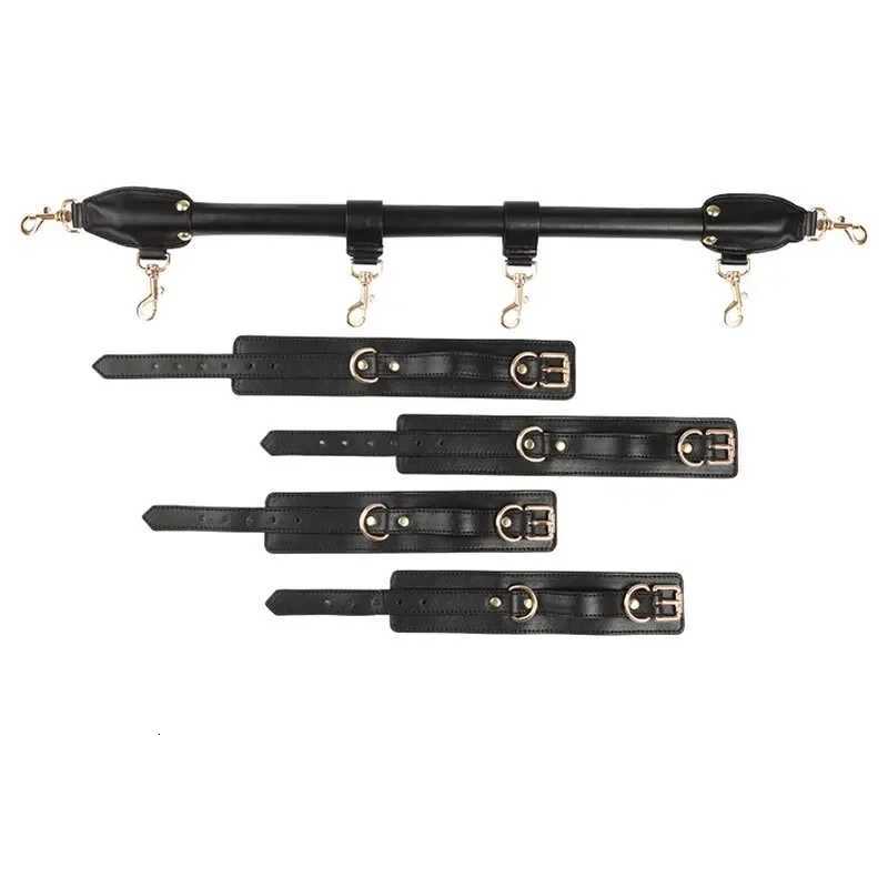 Leather SM Bondage Restraint Tool Sex Handcuffs Couple Fixed Position Conditioning Rod With Foot Cuff Male Female Adult ProductsXJ250813