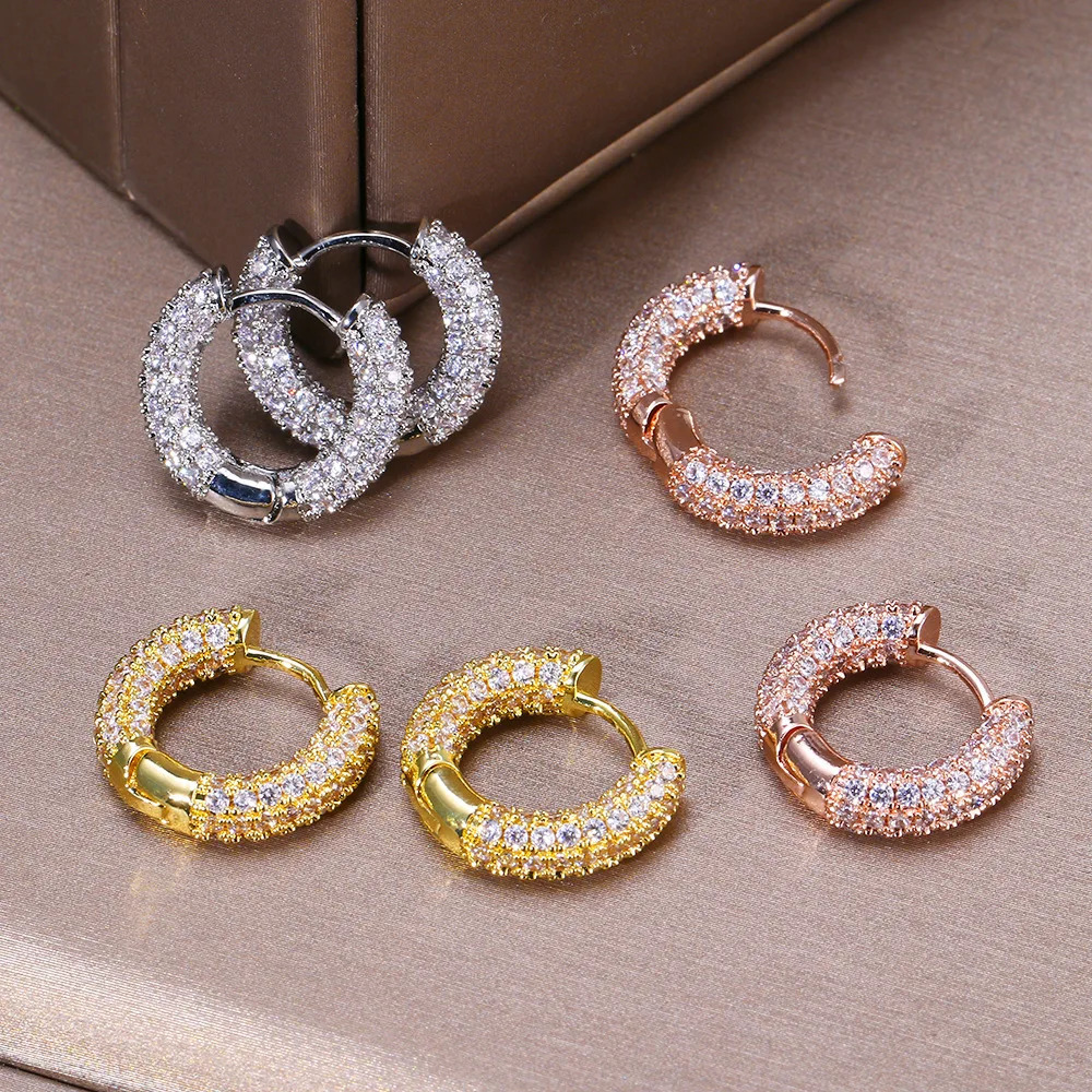 Fashion Silver Color Punk Hoop Earrings For Men Cubic Zirconia Huggie Cartilage Cuff Hypoallergenic Earrings Jewelry 250812