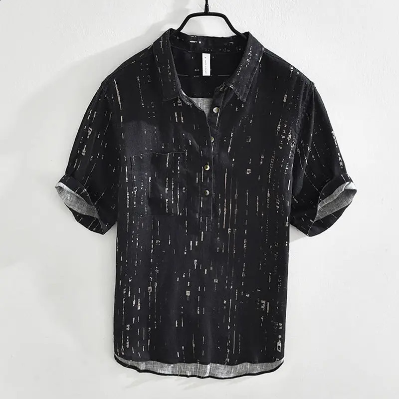 Summer Men Clothing 2025 Fashion Casual Versatile Shirt Shortsleeved Top Loose Printed Thin 250808