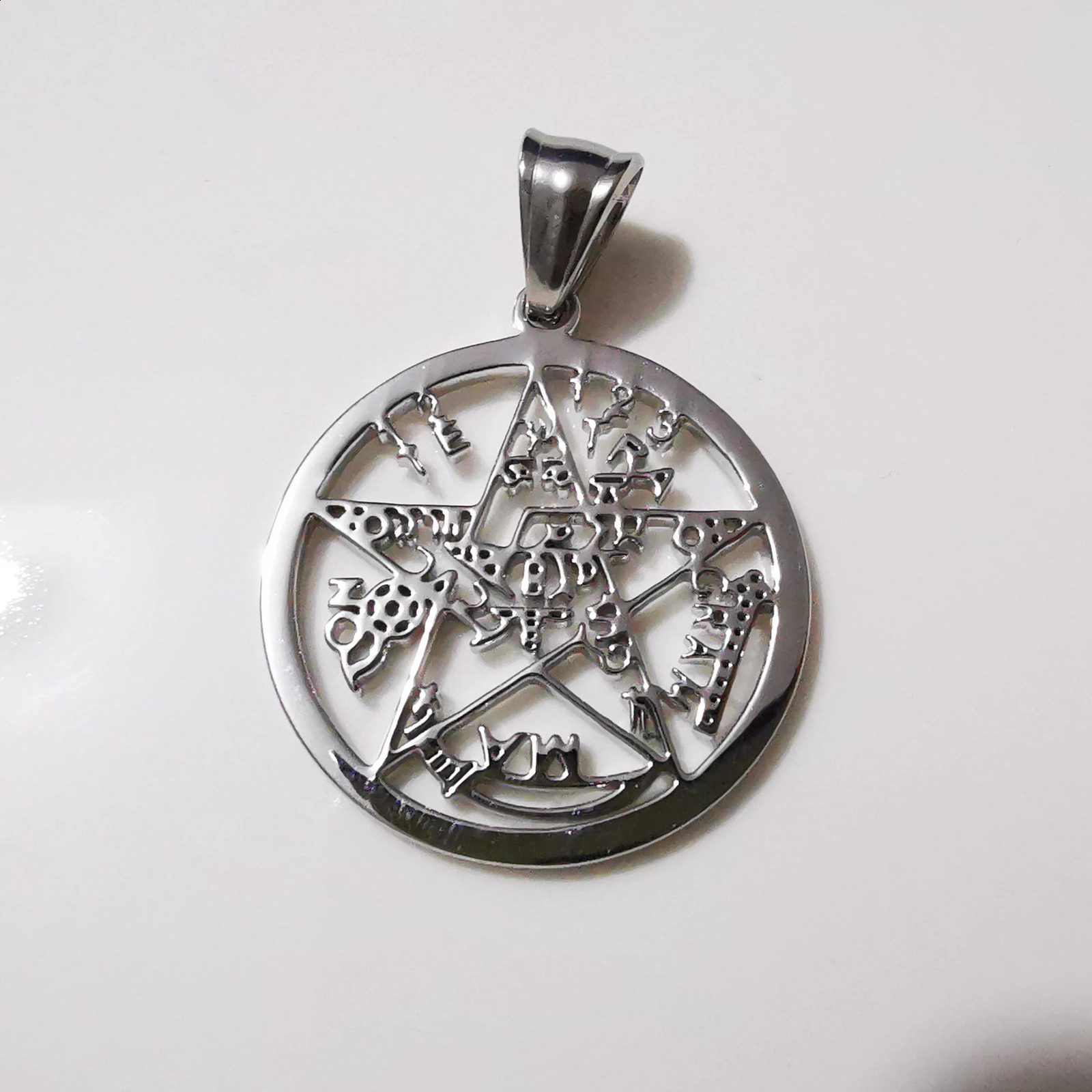 5pcs Lot Religious Wicca paganism Pendant Scripture Necklace stainless steel jewelry 250807
