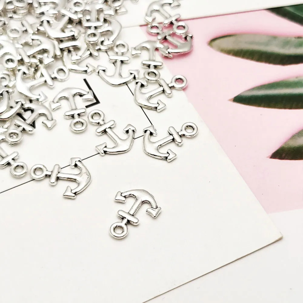100pcs/Lot--10x13mm Mini Cute Anchor Charms Marine Pendants Diy Bracelet Supplies Jewelry Accessories 250807