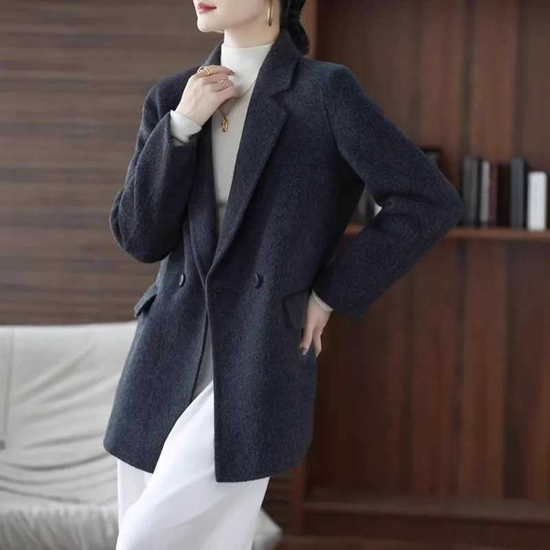 100% Pure Wool Double-Sided Woolen Jacket Autumn Winter Fashion Versatile Womens Clothing Z250813