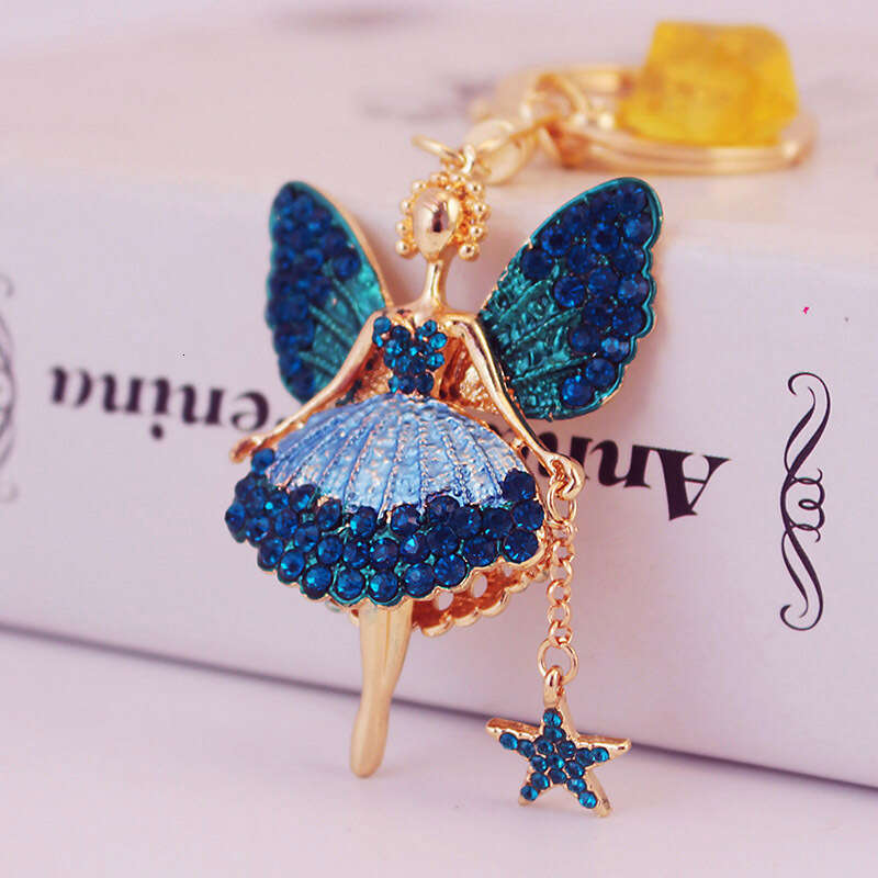 Cute Star Ornaments Angel Girl Butterfly Fairy Car Keychain Women's Bag Accessories Pendant Key Chain 1210