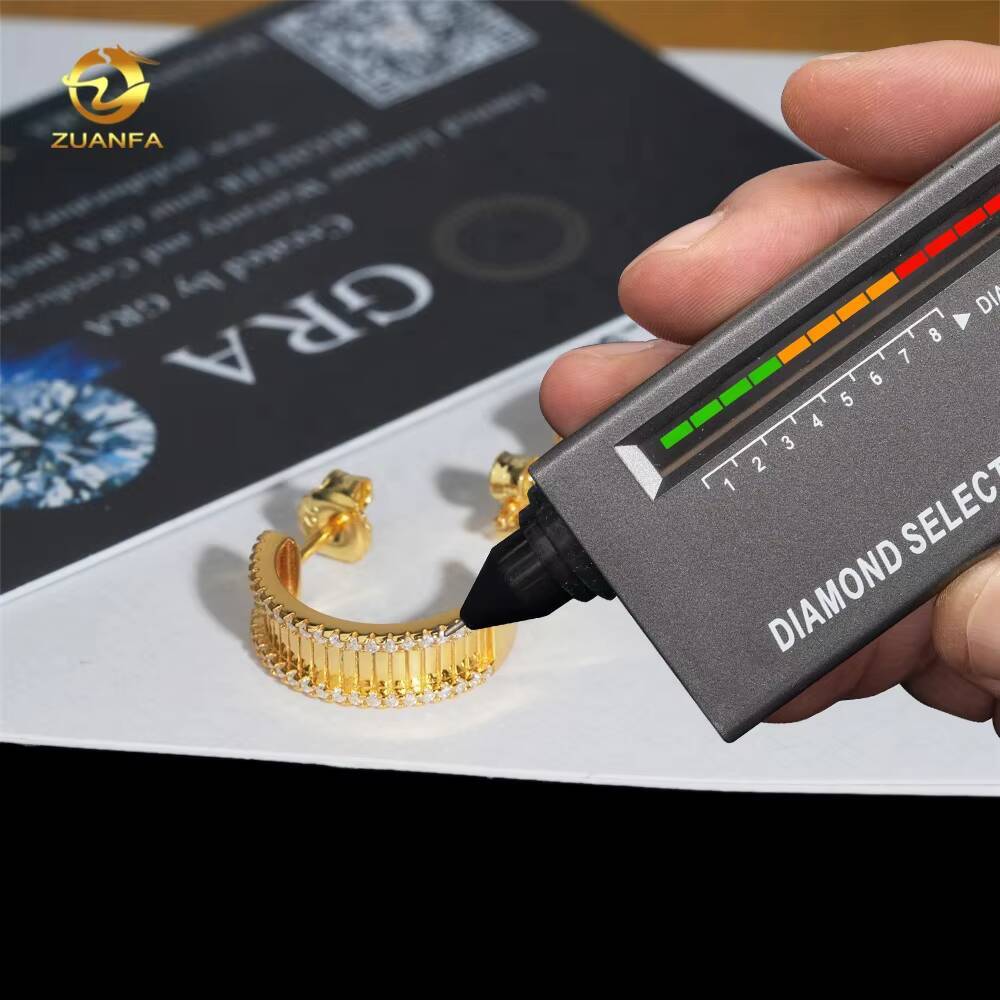 New High-Quality Iced-Out Moissanite Men's S925 Material 18k Gold-Plated Hip-Hop Hoop Earrings