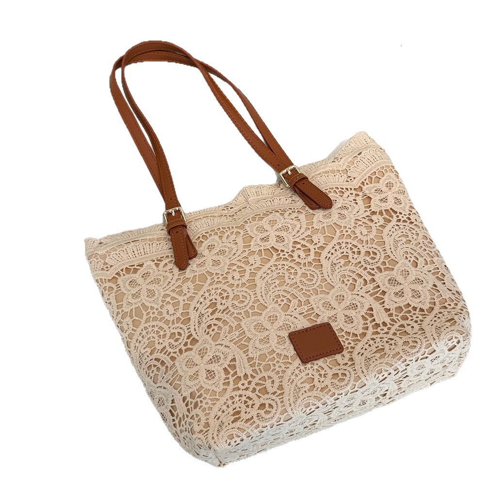 Lace Fairy Tote 2025 Large Capacity French Style Handbag Shoulder Travel Vacation Photo Beautiful Bag ddmymarket