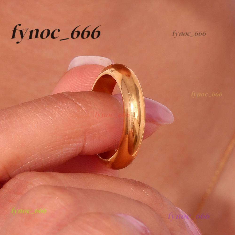 Hot Selling 18K Gold Plated Stainless Steel Ring Simple and Thick Plain Style Trendy Luxury Jewelry for Party Gifts