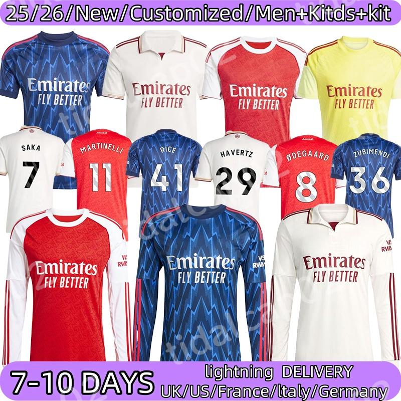 New 25 26 arsenalfootball kits RICE NWANERI Odegaard LEWIS-SKELLY Soccer G.JESUS MARTINELLI white ZUBIMENDI Madueke Jerseys 2025 Football Shirt Men Kids Sets Kit
