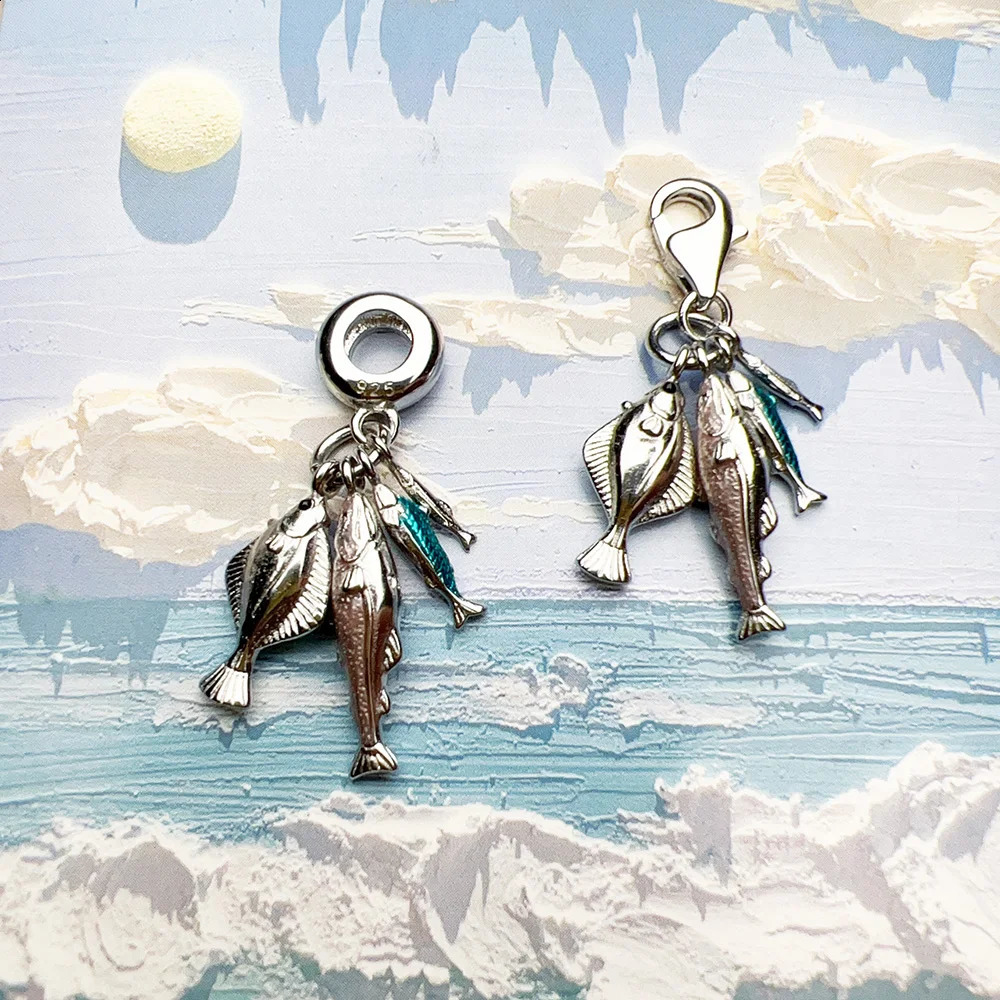 Charm Pendant Fishes Spring Men Women Trendy 925 Sterling Silver Jewelry Accessories Lucky Gift 250807