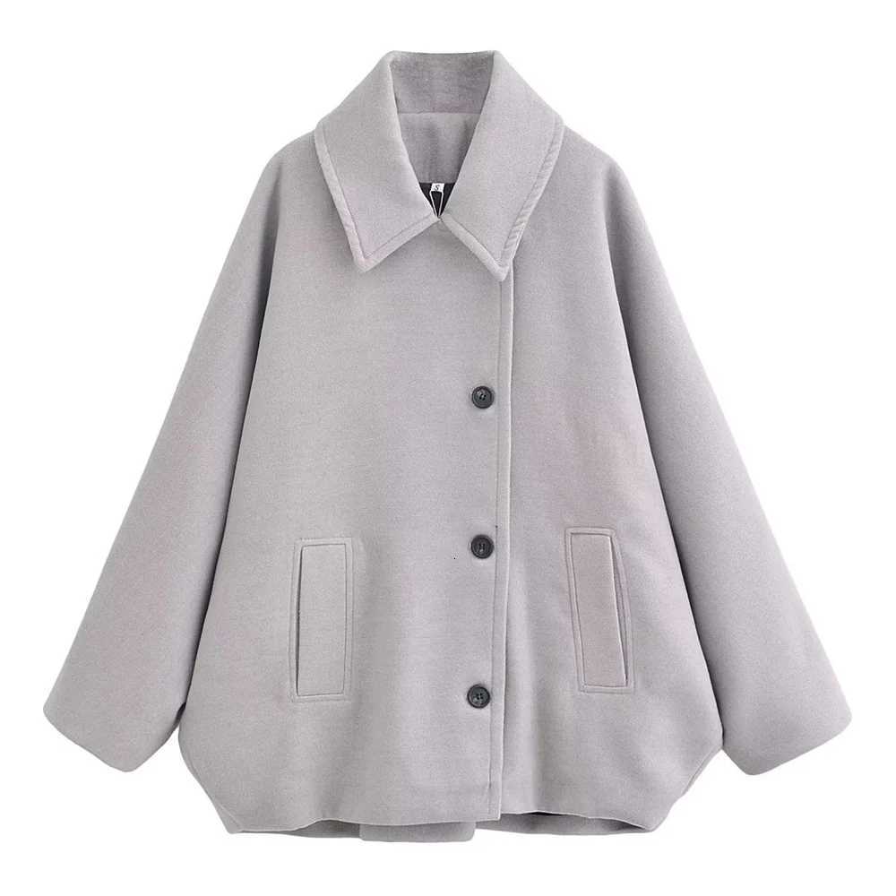 2023 UNIZERA Autumn/Winter New Product Womens Fashion Casual Loose Lapel Batwing Sleeves Woolen Cloak Coat Z250813