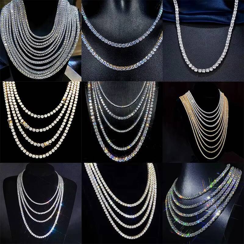S925 Moissanite 2mm 3mm 4mm 5mm 6.5mm Wide Diamond Tennis Bracelet Vvs Moissanite Tennis Chain Factory Price