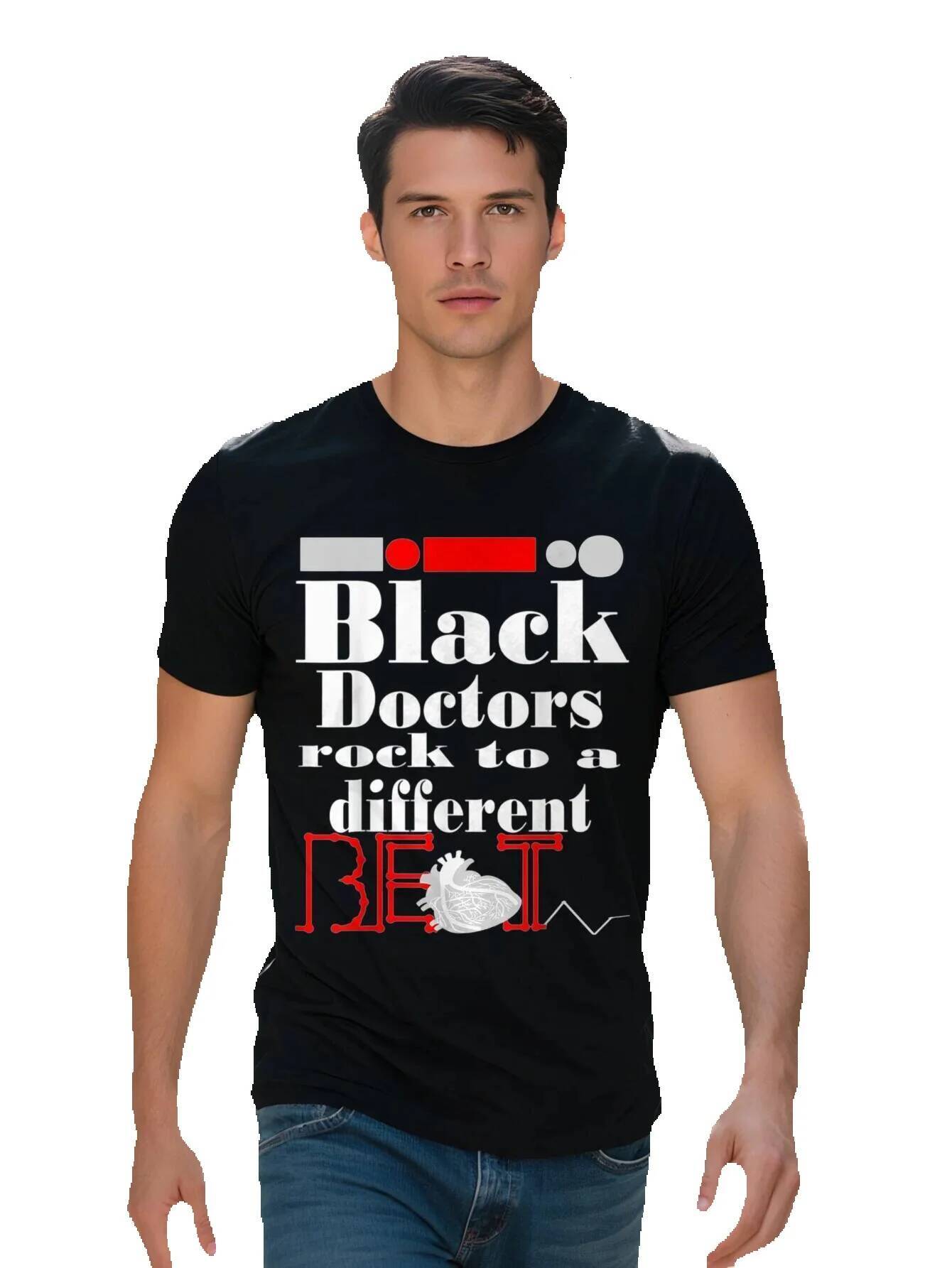 Men s Afro Doctor Anatomical Heart Medical MD DO Graphic T Shirt Cotton Short Sleeve Tee with Black Doctors 41cd9