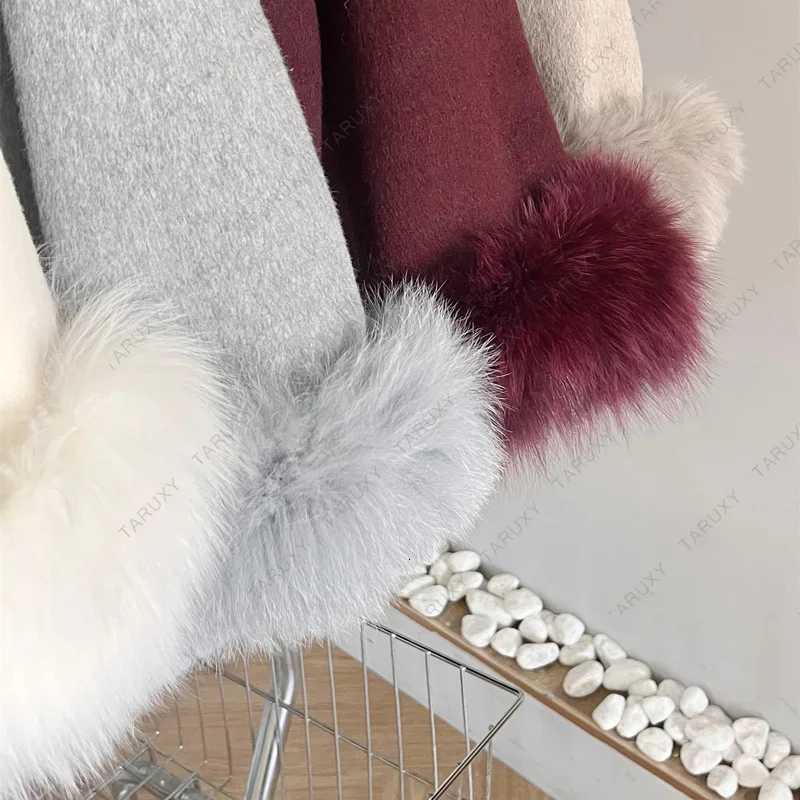 2025 New Cardigan Jacket TARUXY Fur Woolen Coats Womens Short Coat Office Lady Removable Elegant Double-sided Wool Overcoat Z250813