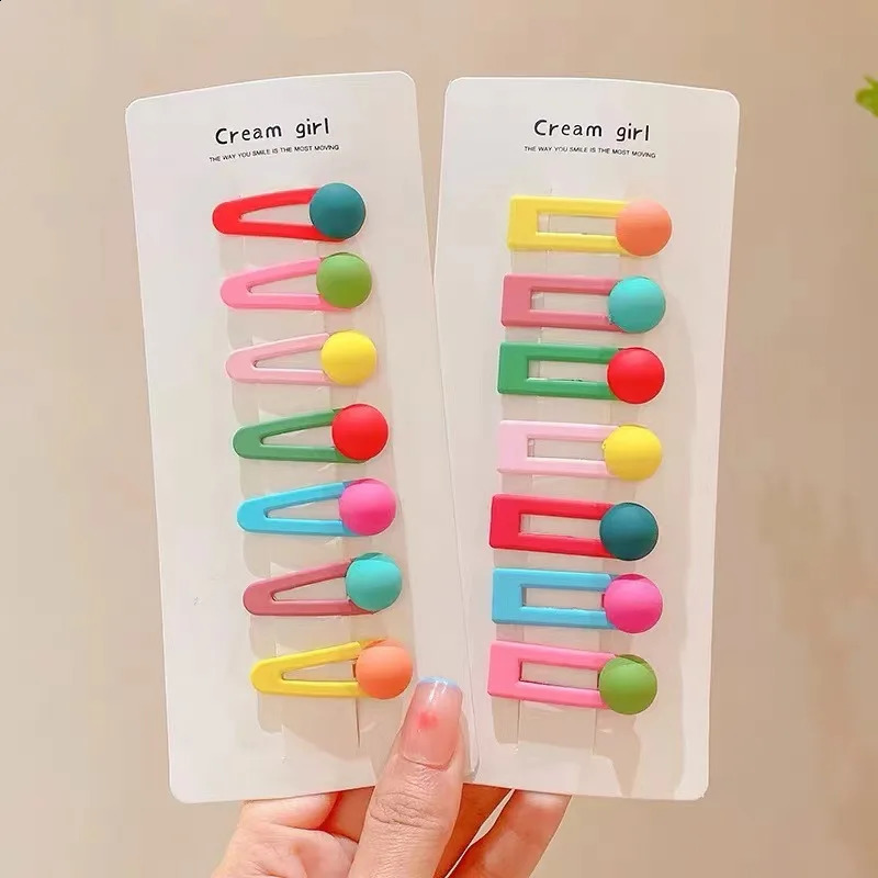 Colorful Sugar Beans Kids BB Hair Clips Candy Tone Sweet Cute Beaded Hairpins for Little Girls Side Bangs Clips 250812