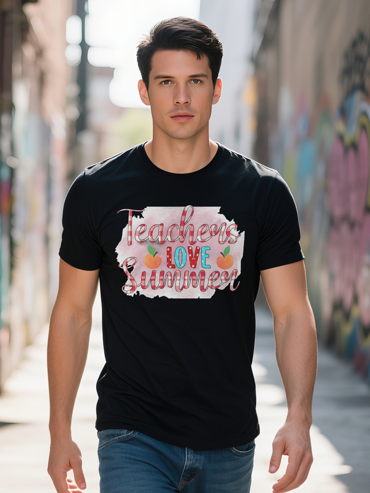 Men S Crew Neck T-Shirt with Love Print Vibrant Fruit Design Lightweight Fabric Perfect Gift for Teachers