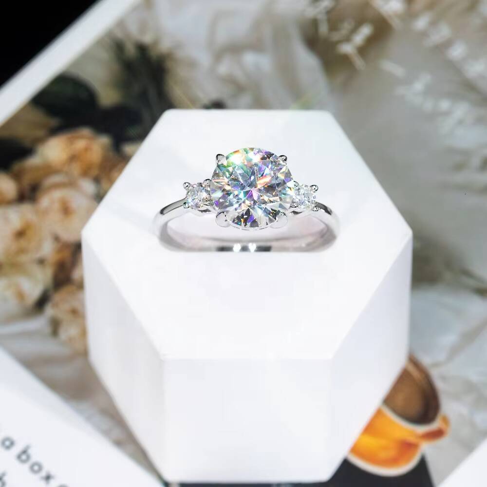 9K 14K 18K New Design Women Engagement Wedding Ring Female Jewelry 3CT Silicon Stone Ring