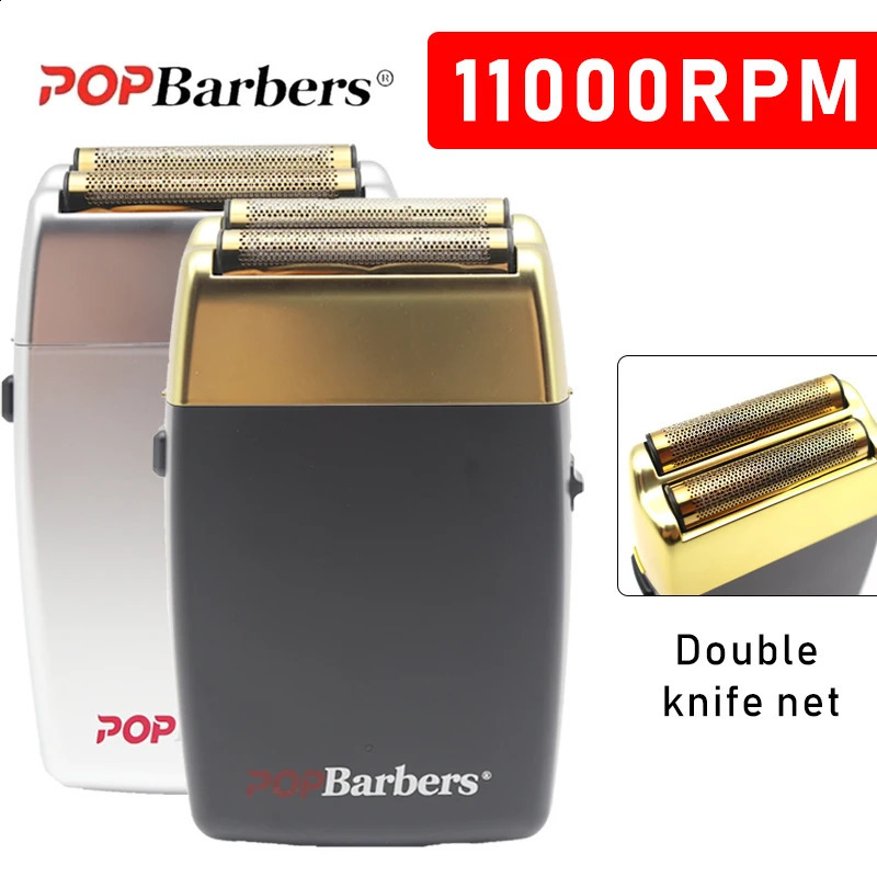 11000 RPM POP Barbers P620 Professional Electric Mens Beard Trimmer Double Foil Shaver USB Hair Cutting Machine 250730