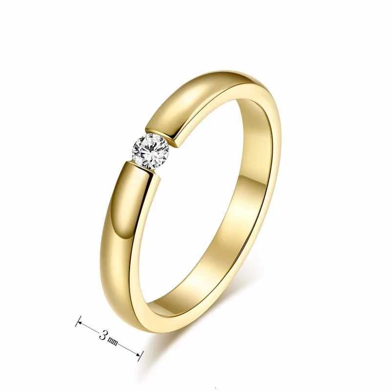 Vnox Simple Gold Color Stainless Steel Engagement Rings for Women Men Elegant Thin Wedding Band Anniversary Gift W250812
