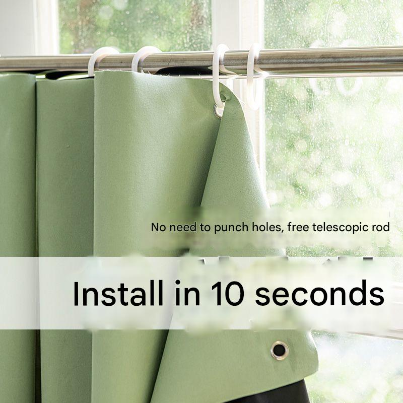 YL-36985 sunshade cloth new small block full color curtain rental room free punch telescopic rod blackout curtain bedroom