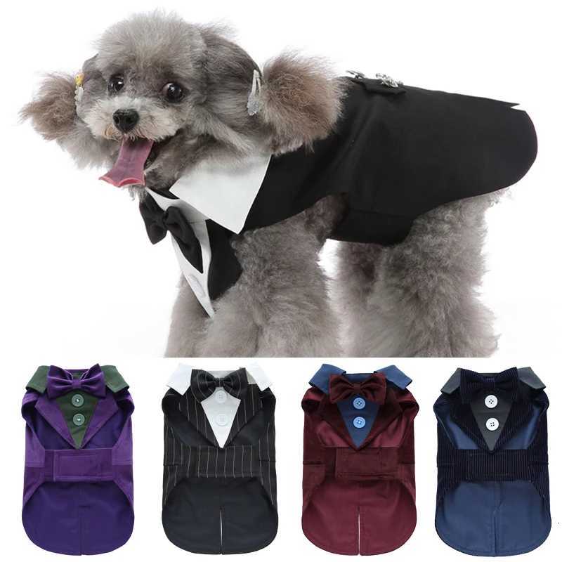 Spring Autumn Pet Clothes Fashion Dog Tuxedo with Bow Tie for Small Dogs Schnauzer Yorkshire Costume XJ250813