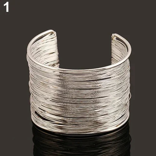 Fashion Womens Multilayer Metal Wires Strings Open Bangle Wide Cuff Bracelet Statement Jewelry Indian Bangles 250812