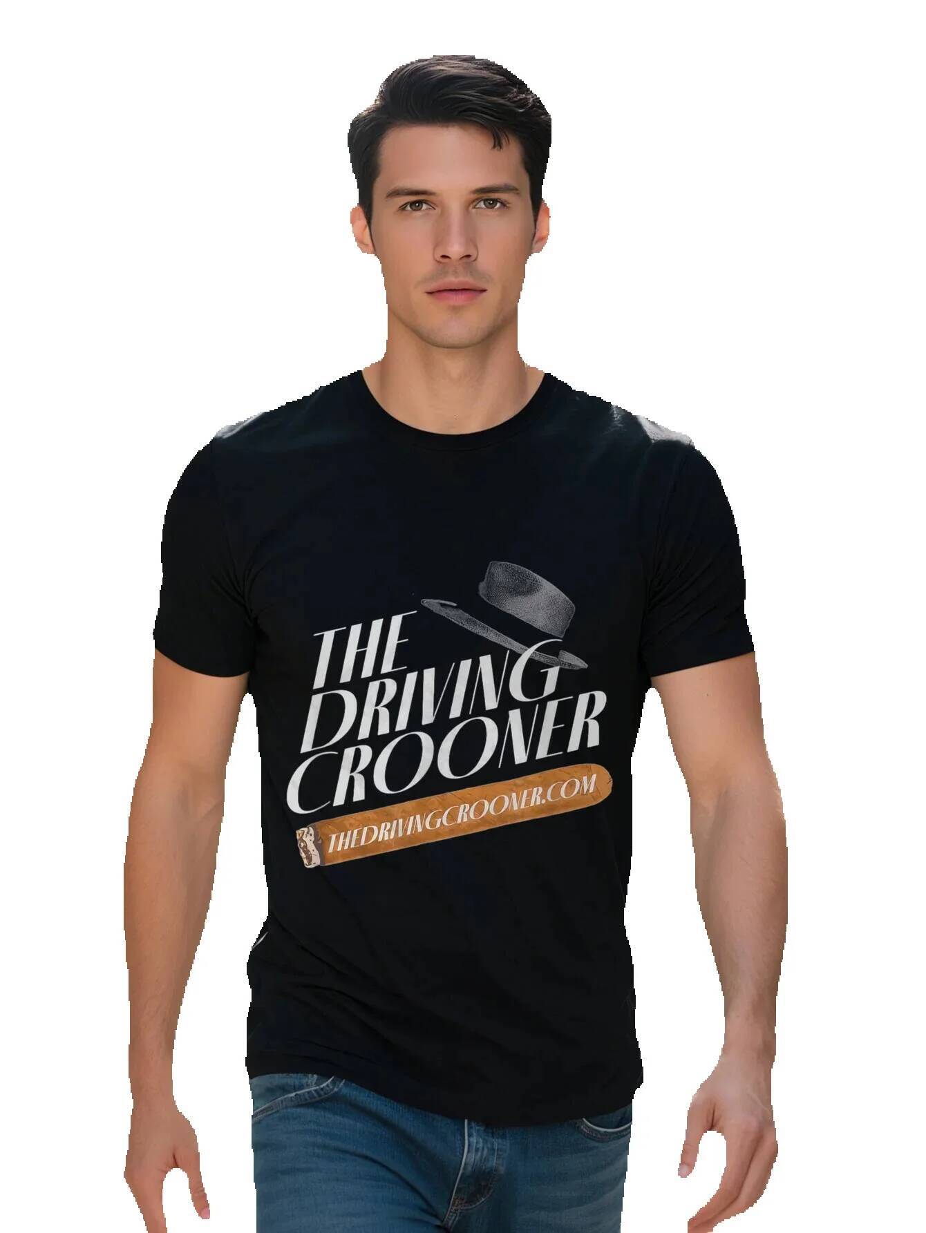 Men s The Driving Crooner I THINK You Should Leave Graphic Tee Cotton Short Sleeve Crew Neck in Black with 6b186