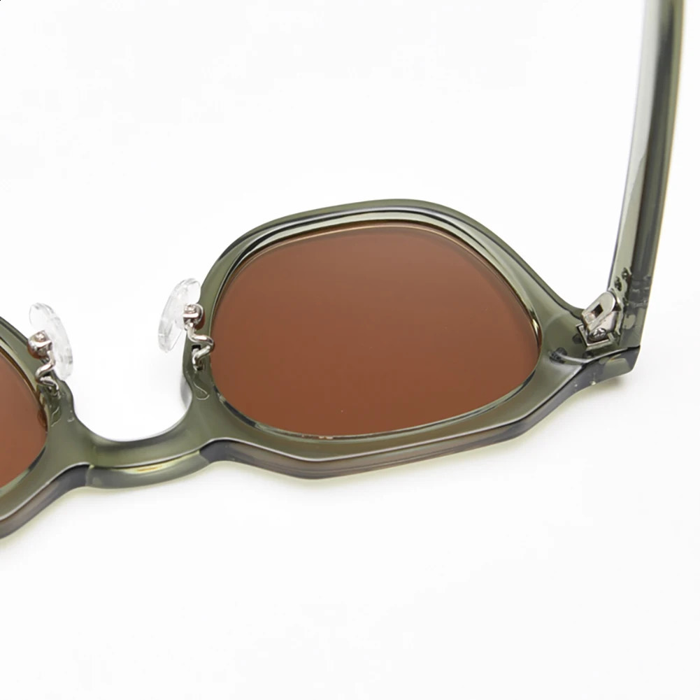 Peekaboo korean style retro sun glasses for women TR90 frame polygon polarized sunglasses uv400 male green brown 2023 summer 250804