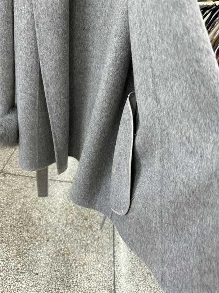 New Natural Fur Thick Double-sided Wool Coat Female Short Autumn Winter Loose Lace-up Woolen Coats Women Fashion Overcoats Z250813