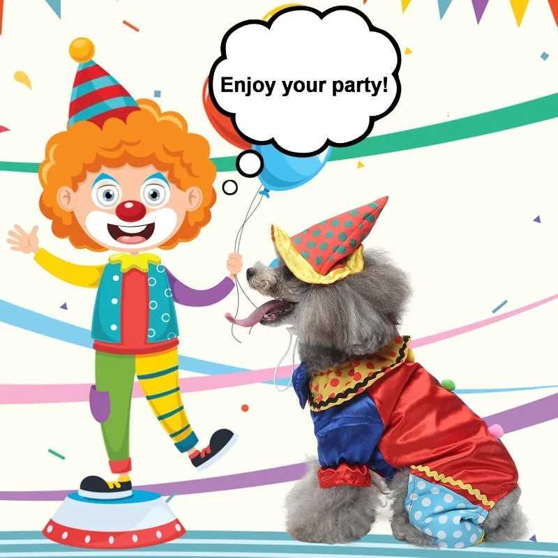 Pet Dog Clown Costume with Hat Halloween Cosplay Party Cat Clown Costume Funny Pet Circus Outfit Christmas Durable Dog Apparel XJ250813