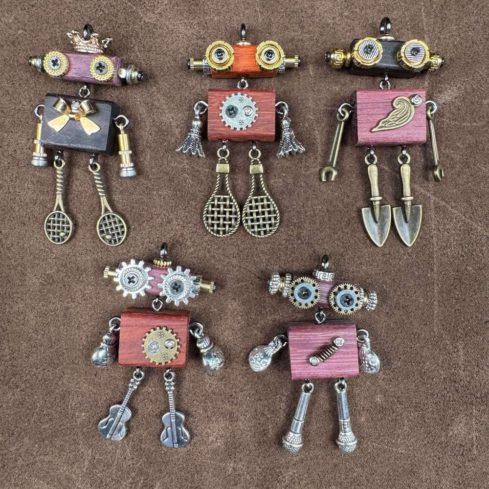 Handmade Punk Robot Hanging Ornament Trendy Play Stall Niche Design Phone Chain Unisex Necklace Pendant