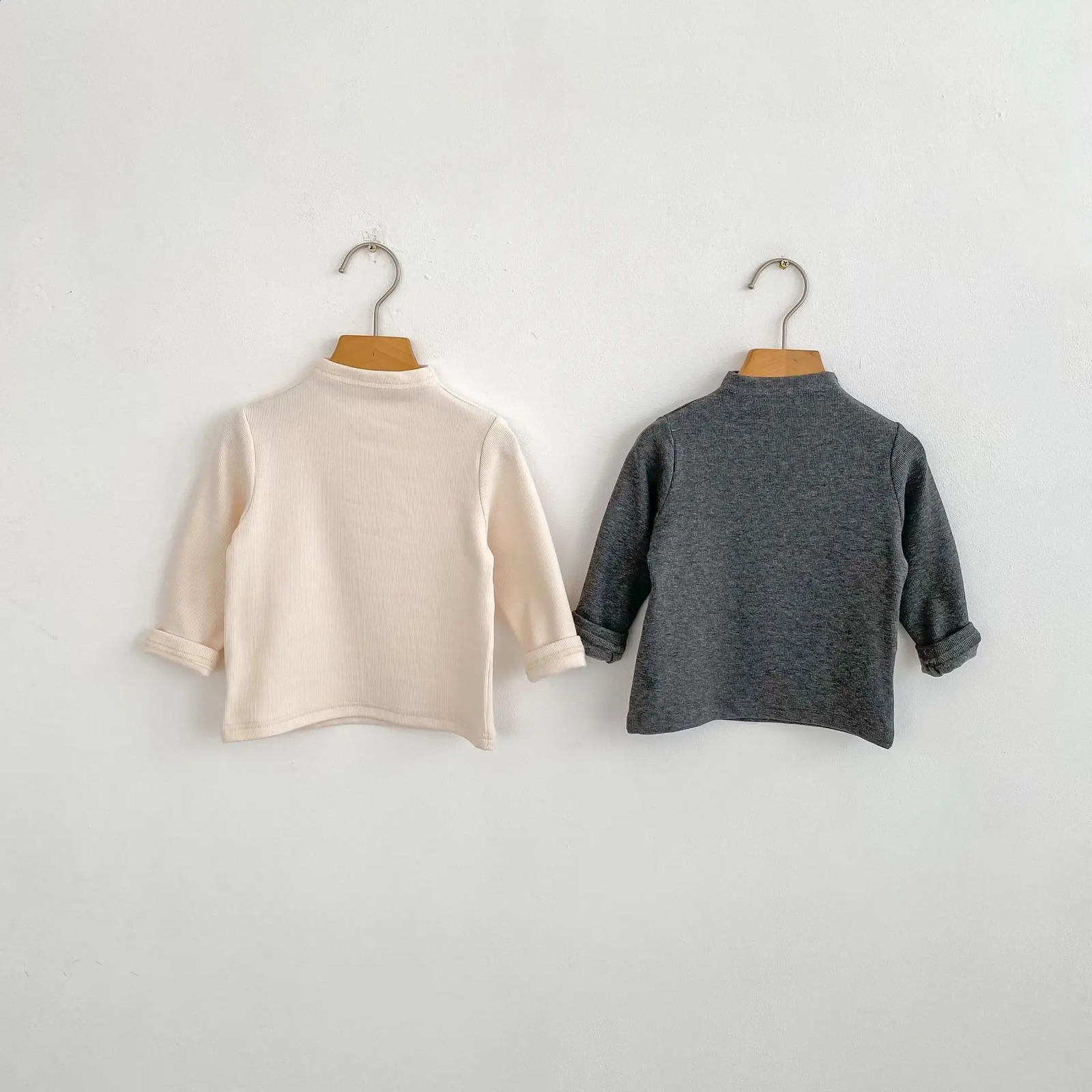 autumn baby clothing for 03 years old half high neck long sleeved tops boys and girls solid color versatile Tshirts 250812