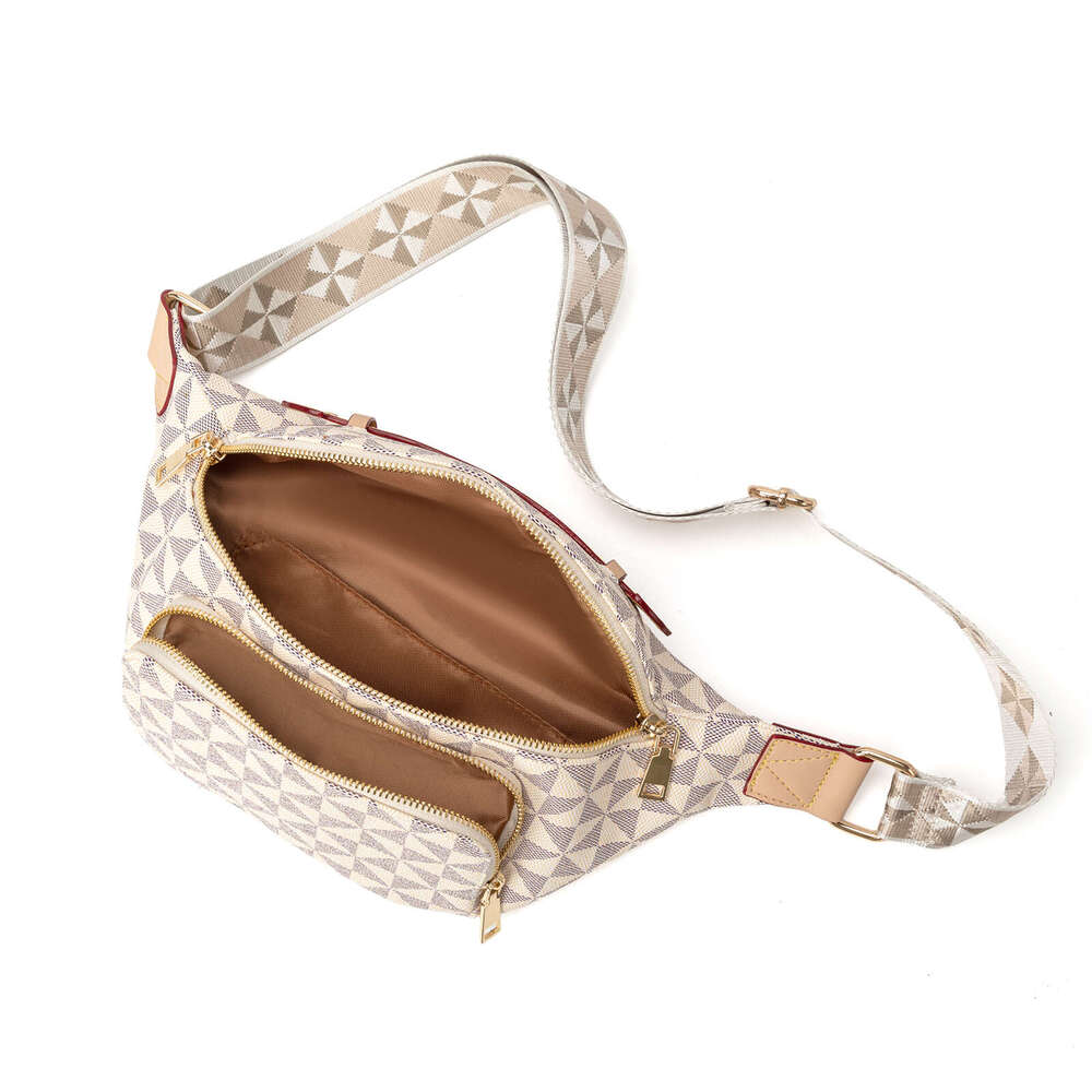 Lacel Urwebin Women's Geometric Triangle Pattern Fanny Pack Large Capacity Multi - Pocket Adjustable Strap Stylish Waist Bag for Daily Travel Spo