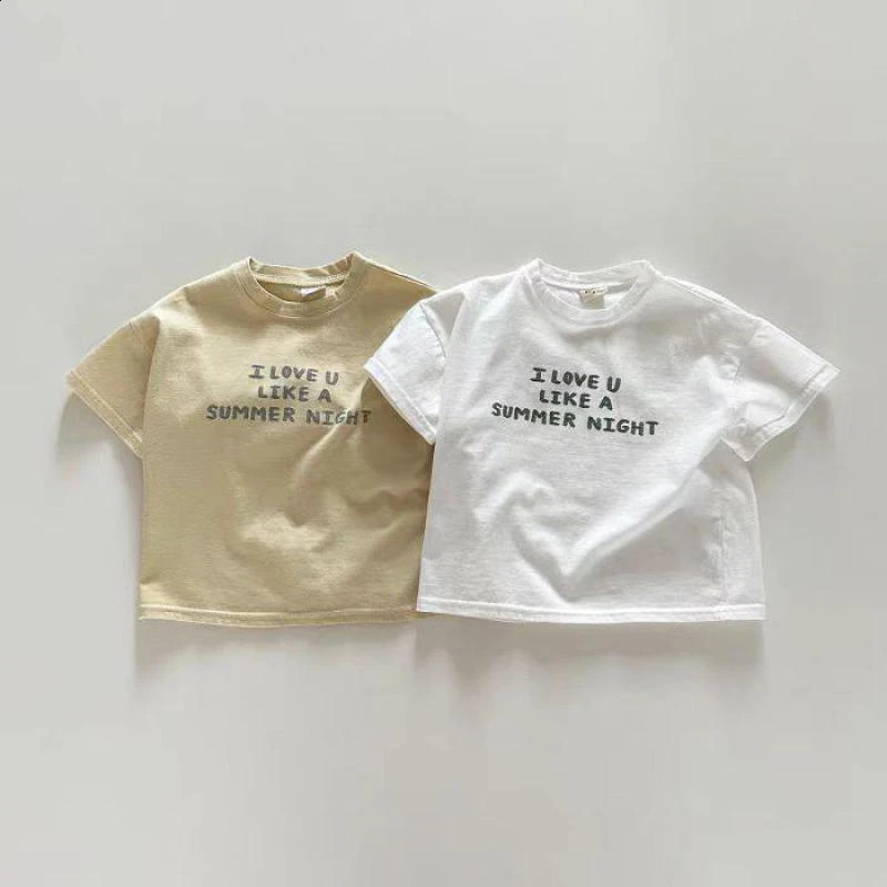 Summer Baby Boy Short Sleeve T Shirts Letter Print Infant Girl Cotton Tee Cute Toddler Casual Tops Kids Shirt Clothes 250812
