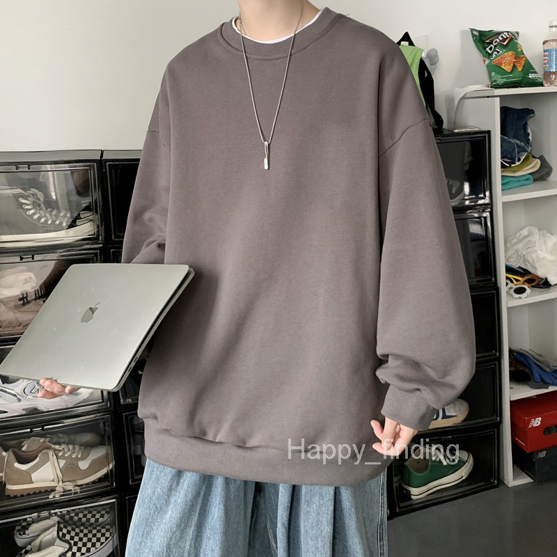 Hoodless Sweater Mens Autumn Fashion Brand Ins Loose Top Spring and Autumn Sports High Street Round Neck Coat Ruffian Handsome
