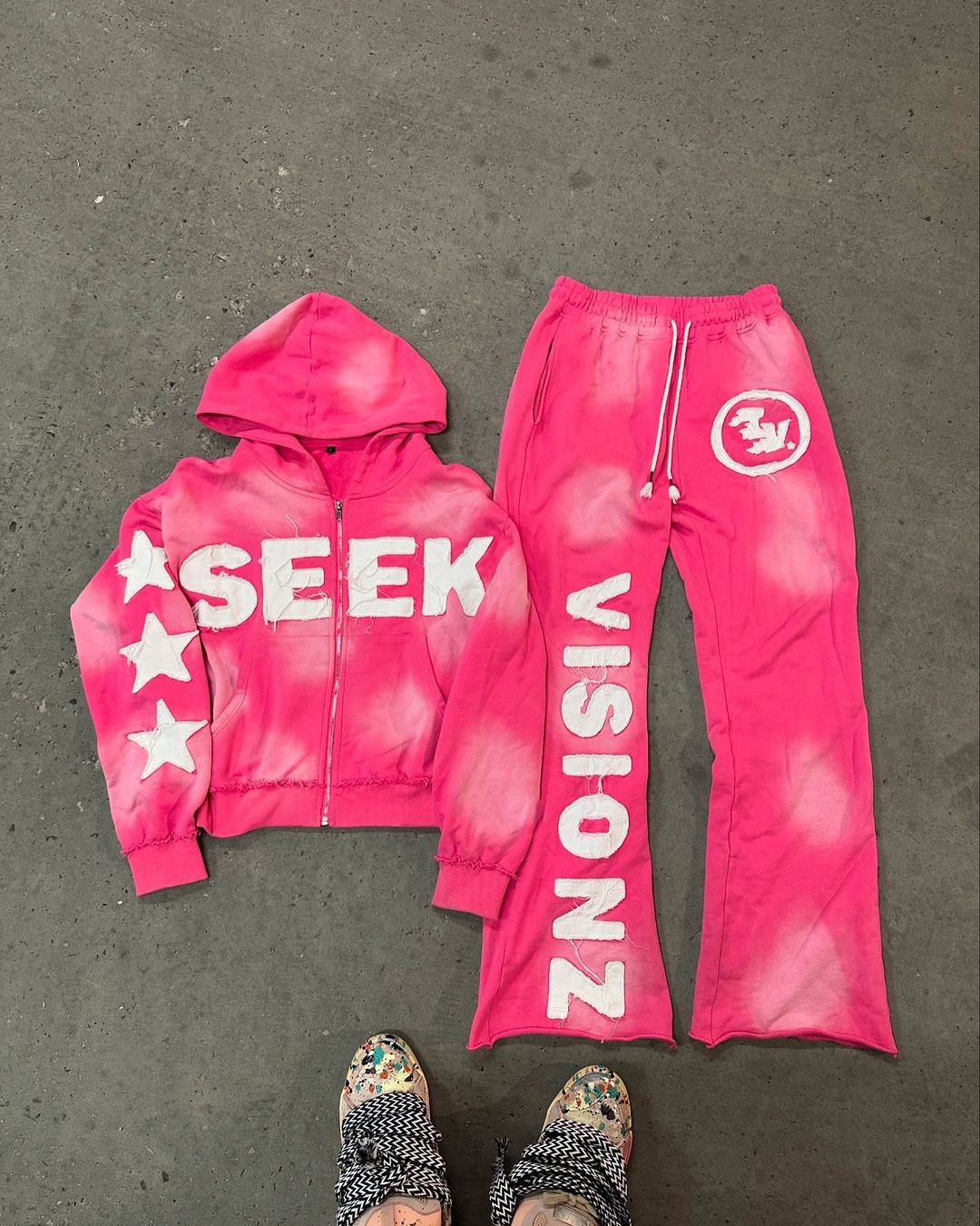 Men's Hoodies Aesthetic Grunge Five-Pointed Star Letter Patchwork Printing Retro Cardigan Coat Casual Loose Straight Pants Men Women