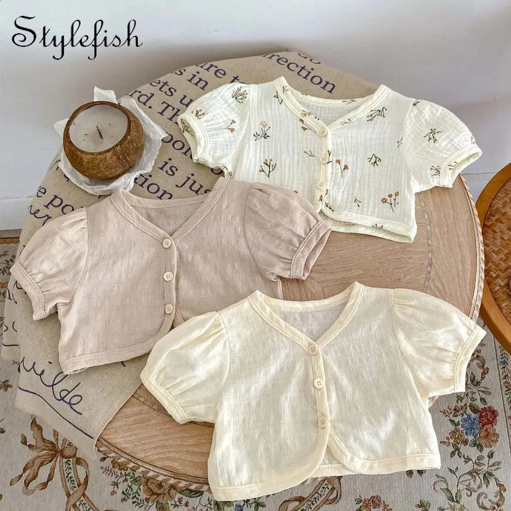 Summer Baby Men And Womens Simple Fashion All The Floral Bubble ShortSleeved Coat Short Necessary Small Cardigan 250812