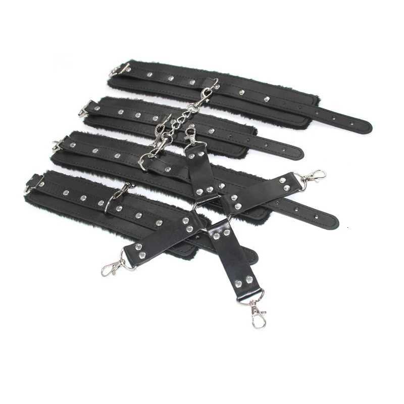 3-piece SM props plush set reverse back bondage cross buckle SM femdom bondage handcuffs and leg cuffs adult couple sex toys W250813
