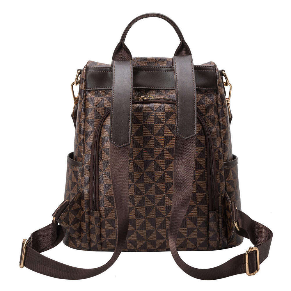 free shipping designer bags Women's Anti-Theft Backpack Geometric Triangle Pattern Large Capacity Multiple Pockets Faux Leather Travel Commute Da