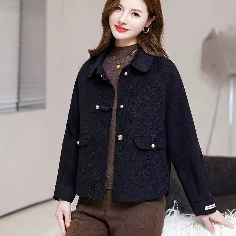 New Fashion Women Woolen Coat Autumn Winter Loose Double-Sided Cashmere Short Wool Coat Female Outerwear Ladies Jacket Tops Z250813