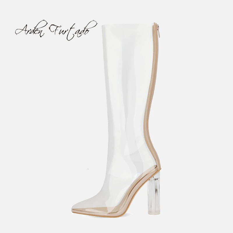Arden Furtado Summer Mixed Colors Crystal heel Short boots Transparent PVC Patchwork Back zipper Super high heel Cool boots 250812