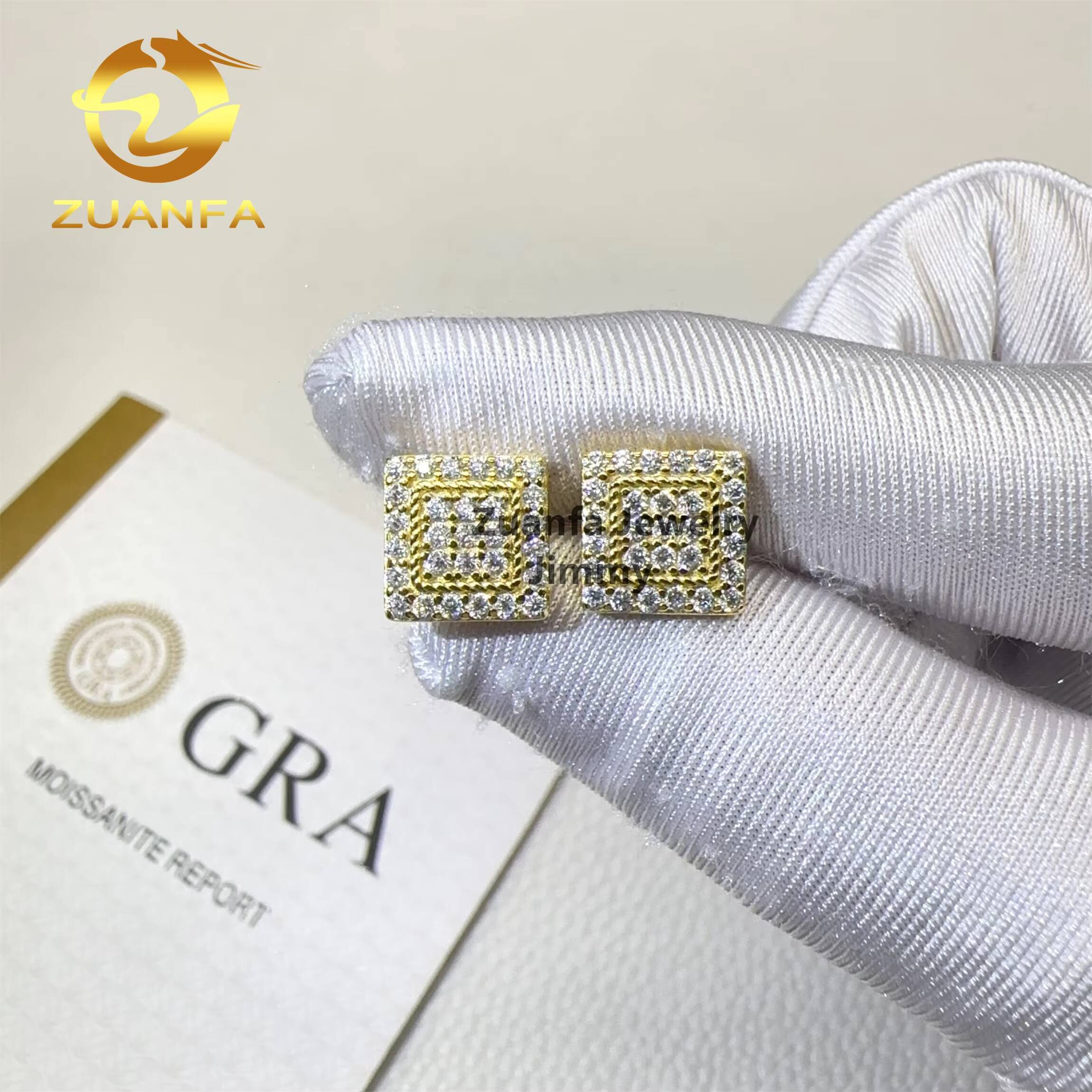 Price New Design Iced Out Hip Hop Pure Silver 925 Screw Back Flawless Heishi Stud Earrings for Men