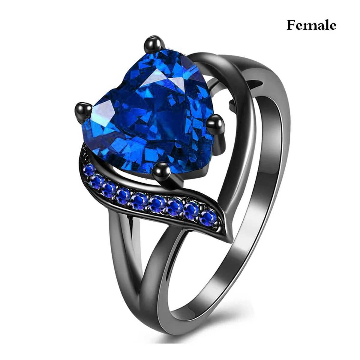 Fashion Couple Rings Romantic Women Heart Blue Rhinestones Zircon Ring Men Stainless Steel Celtic Dragon Ring Wedding Jewelry W250812