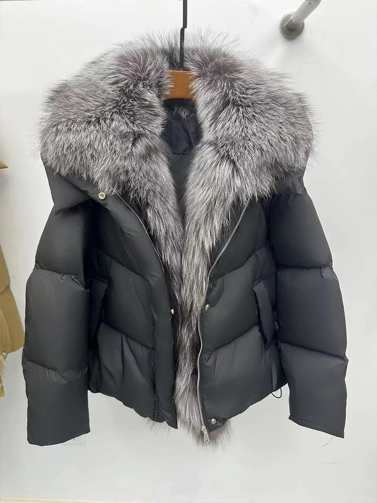 Winter Warm Women Natural Fox Fur Collar Coat Goose Down Jacket Parkas Puffer Jackets Fashion Clothing 250811