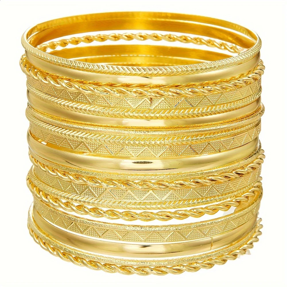 Vintage Bohemian Multilayer Alloy Bracelet 20-Piece Womens Fashion Simple Closed Bangle Wedding Jewelry Gift Wholesale 250812