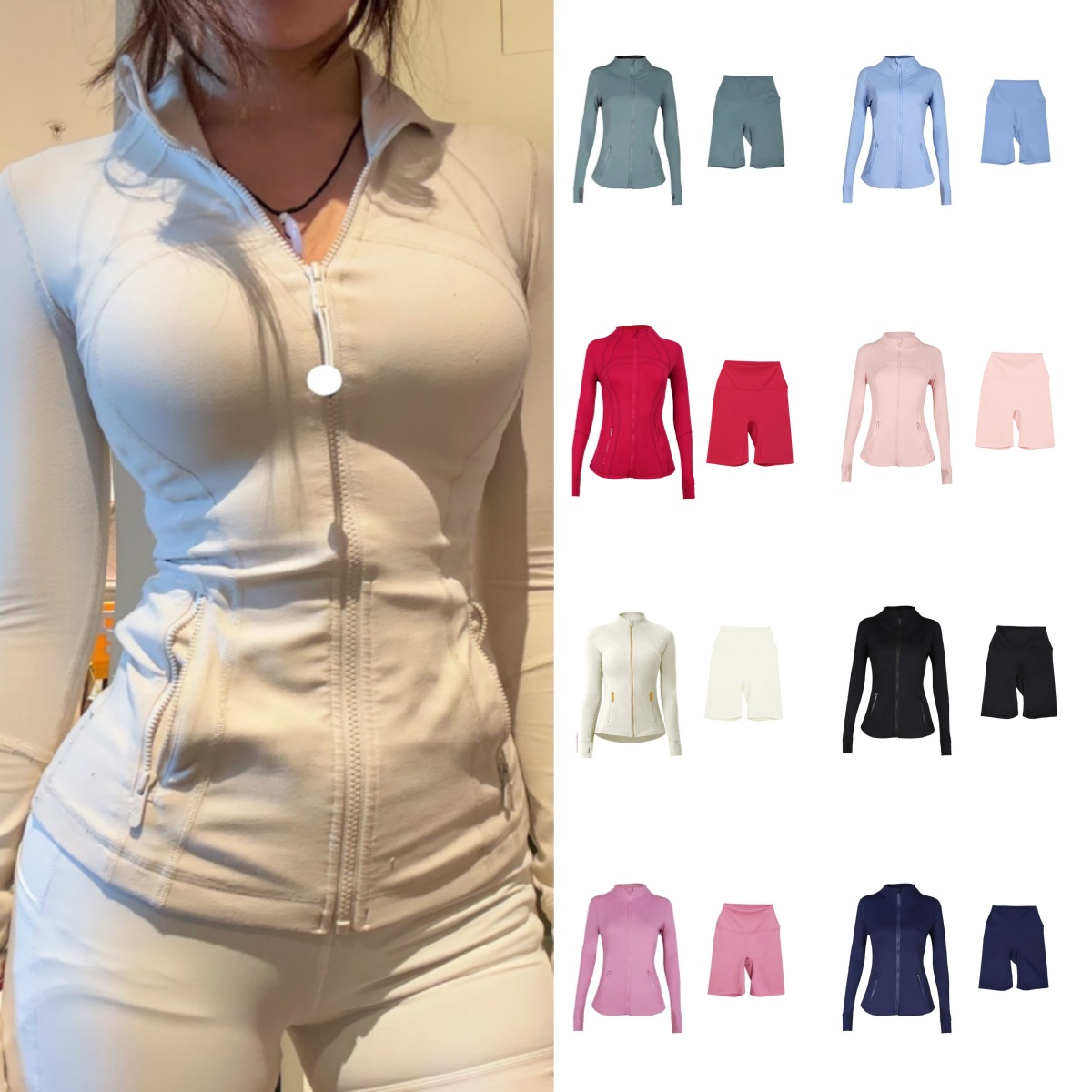 2025 10A Gym and shorts Yoga Jackets Workout Elastic Waist leggings Fiess quick dry fiess Activewear Sweatshirt Zip jackets luluness lemonlies sets