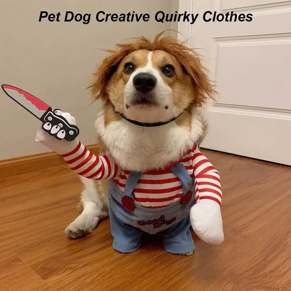 Pet Dog Creative Clothes Quirky Dog Clothes Adjustable Pets Role Playing Costume Holding Knife for Small Medium Large Dogs Pets XJ250813